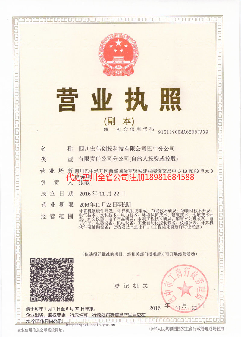 大关大关宏伟创投科技有限公司