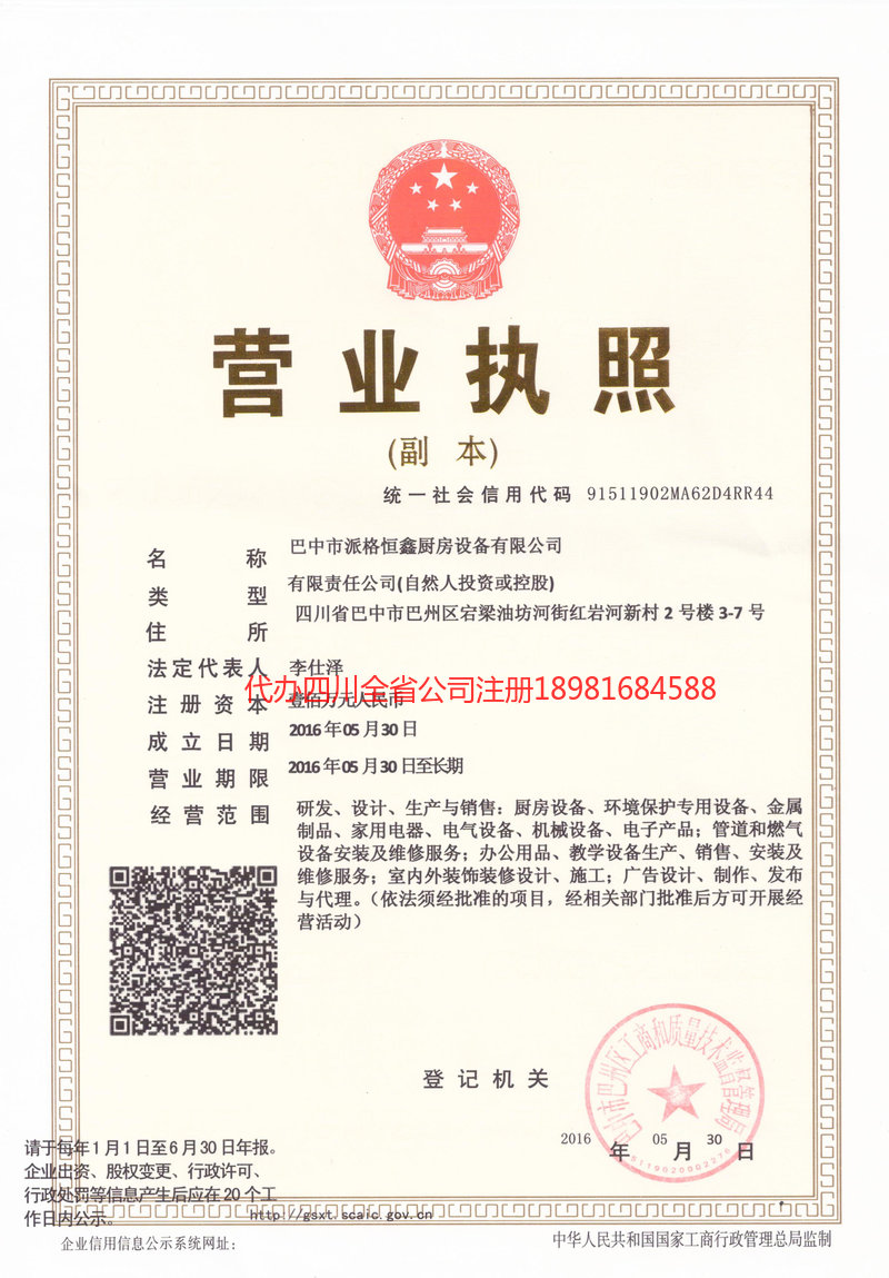 大关大关派格恒鑫厨房设备有限公司